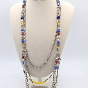 Premiere Designs Multi-Strand Statement Necklace - Bright Colors & Crystal Charm
